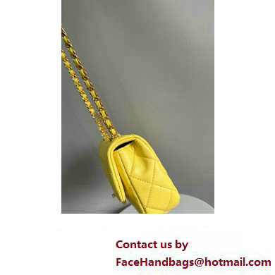 Chanel Lambskin, Resin  &  Gold-Tone Metal Mini Flap Bag with Top Handle AS4847 Yellow 2024